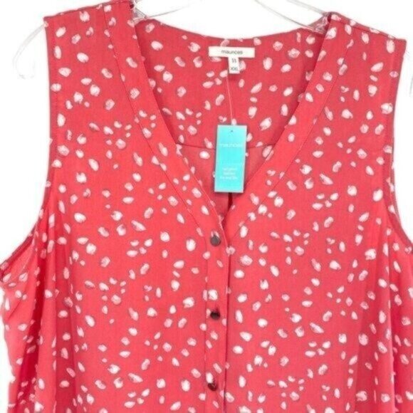Maurices Plus Size Madison Polka Dot Button Down Tank Top - Picture 3 of 9